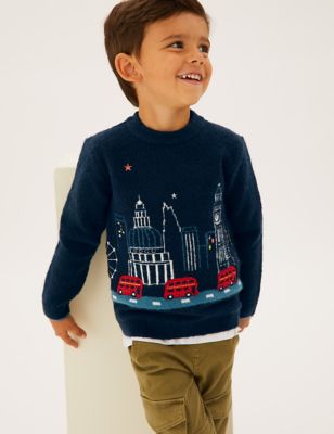

Boys M&S Collection London Scene Knitted Jumper - Navy, Navy