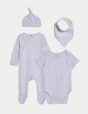 

Girls M&S Collection 4pc Pure Cotton Bunny Print Starter Set (7lbs-1 Yrs) - Soft Lilac, Soft Lilac