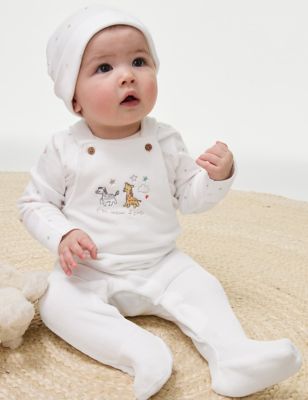 

Unisex,Boys,Girls M&S Collection 3pc Cotton Rich Animal & Stars Outfit (0-12 Mths) - White Mix, White Mix