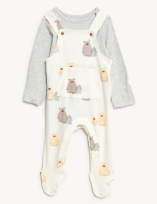 

Unisex,Boys,Girls M&S Collection 2pc Pure Cotton Bear Outfit (7lbs-12 Mths) - Cream Mix, Cream Mix