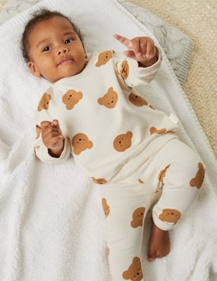 

Unisex,Boys,Girls M&S Collection 2pc Cotton Rich Bear Outfit (7lbs - 1 Yrs) - Cream Mix, Cream Mix