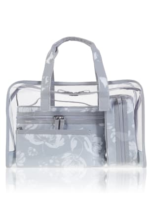 Grey Floral Cosmetic Bag Set