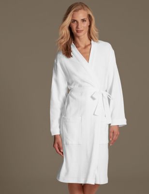 Pure Cotton Waffle Dressing Gown -M&S