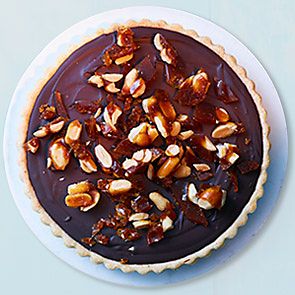 Chilli chocolate tart with peanut praline