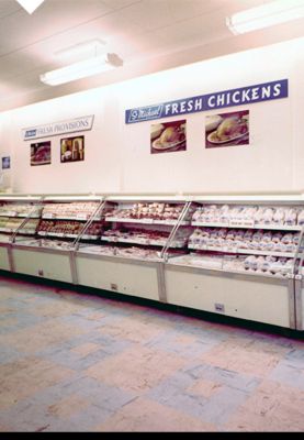 Popular St Michael freshly chilled chicken in our chiller cabinets, 1960s