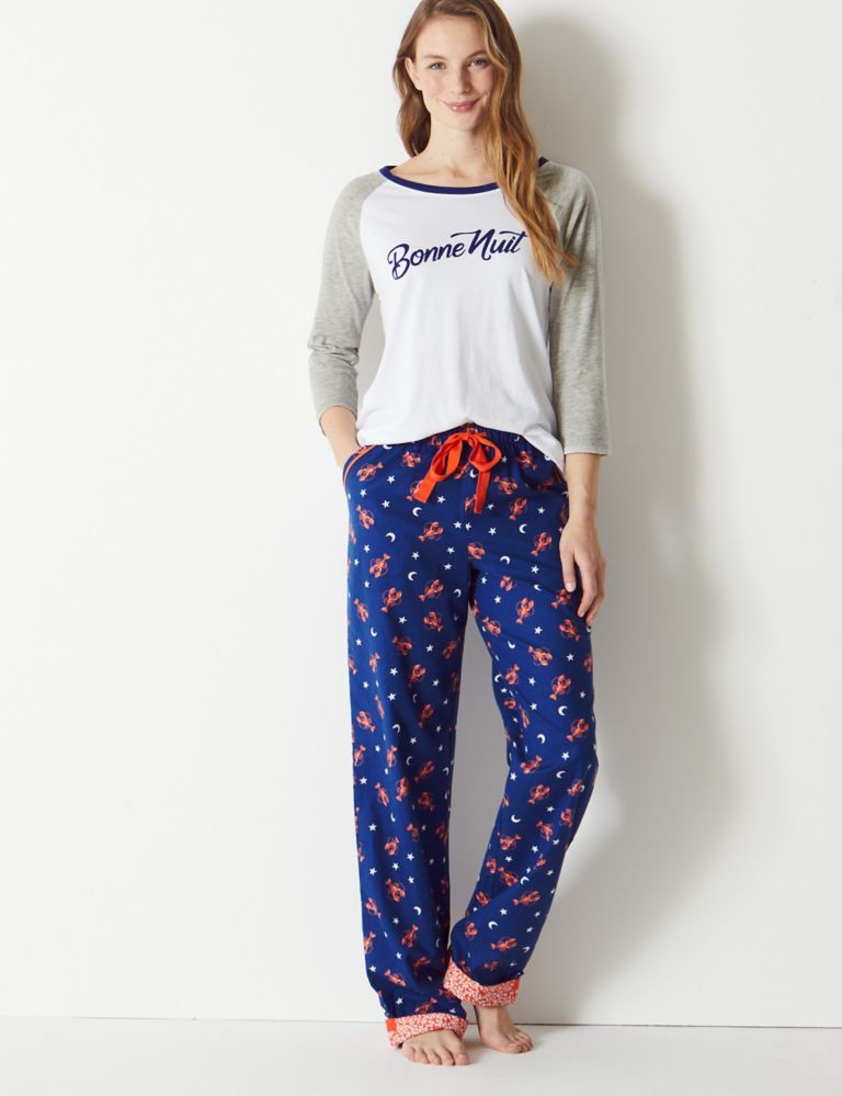‘Bonne Nuit’ Slogan Short Sleeve Pyjama Top 4 of 4