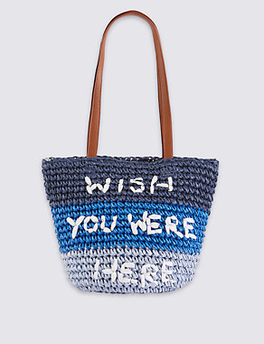 ‘Wish You Were Here’ Slogan Bucket Shopper Bag Image 2 of 5