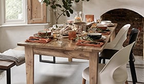 Wooden dining table and chairs