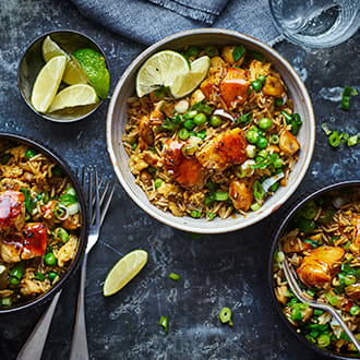 Teriyaki chicken and mushroom fried rice