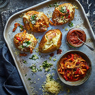 Spicy chicken jacket potatoes