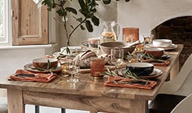 A wooden dining table