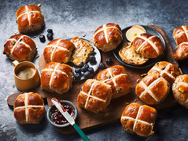 M&S hot cross buns on plate