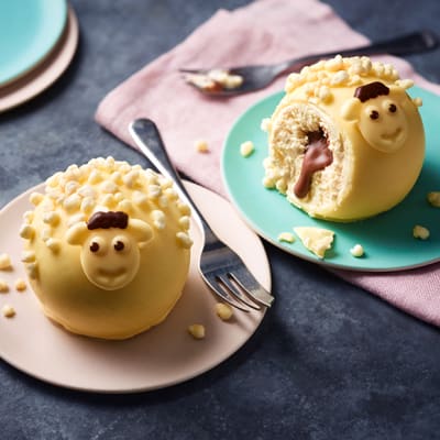 M&S Baa Baa Cheesecake balls on pink plate