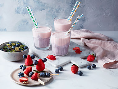 Berry smoothies in glasses