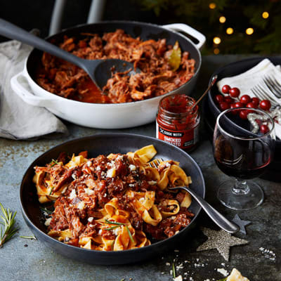 Shredded turkey ragu with fresh tagliatelle