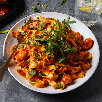 Prawn pasta in a flash