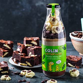 Colin the Caterpillar bottled brownie mix