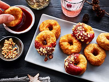 Chicken doughnuts with barbecue sauce