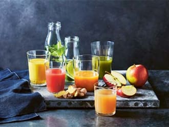 Glasses of fresh fruit juice