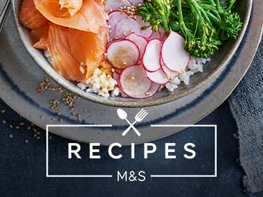 M&S Recipes logo over a picture of a poke bowl