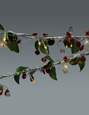1.8m Microbulb Red Berry Garland with 30 LED Christmas Lights M&S