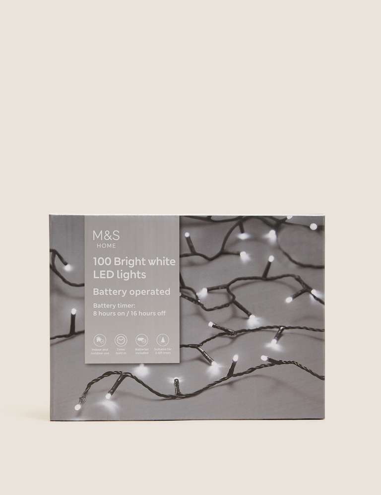100 Bright White LED Battery Lights 2 of 6