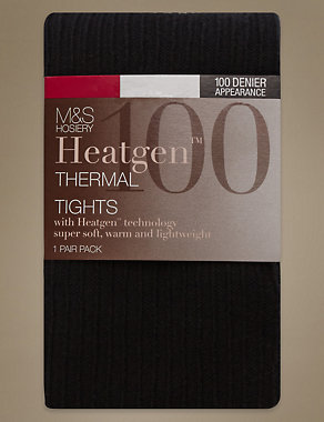 100 Denier Heatgen™ Ribbed Opaque Tights Image 2 of 3