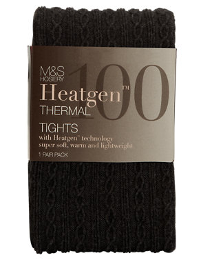 100 Denier Heatgen™ Thermal Cable Knit Tights Image 2 of 3