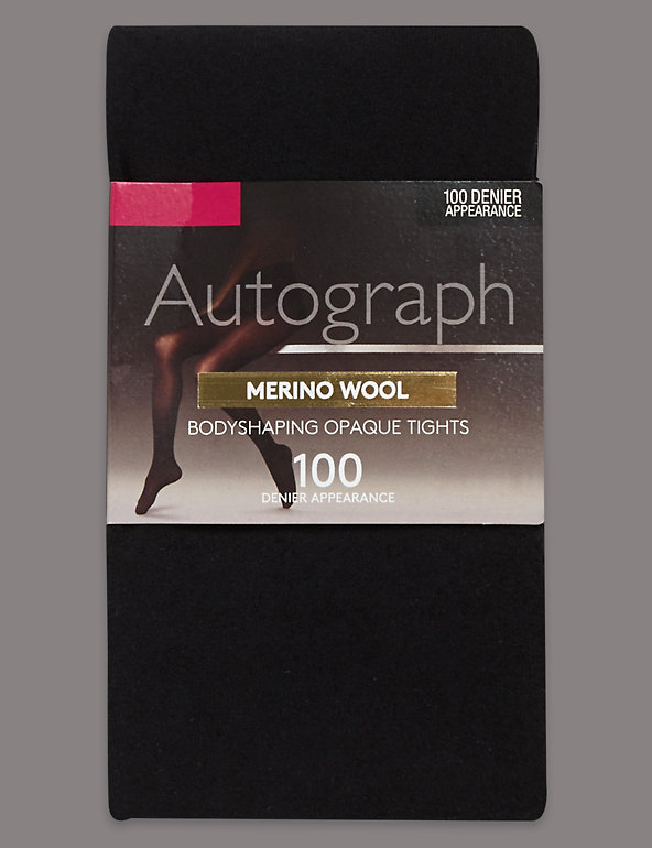 100 Denier Merino Wool Opaque Body Shaper Tights Image 1 of 2