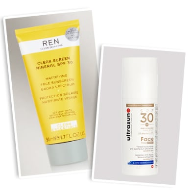 REN Clean Screen mineral SPF30 and Ultrasun Face SPF30