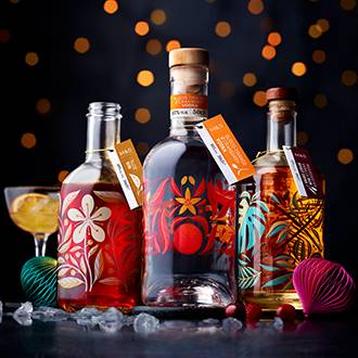 Bottles of festive spirits