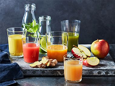 Selection of fruit and vegetable juices