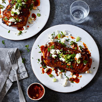 Sweet and sticky harissa-roasted squash