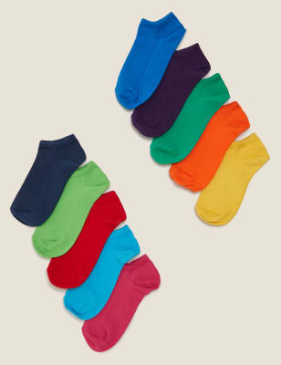 10pk Cotton Colourful Trainer Liner Socks | M&S