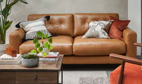 A brown leather sofa