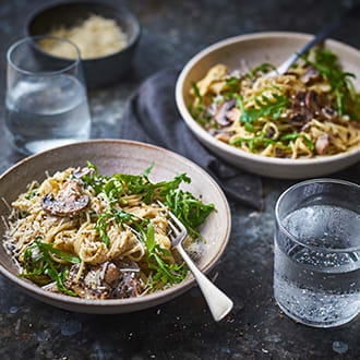 Mushroom and truffle cream cheese spaghetti