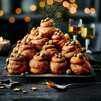 Golden balls profiteroles
