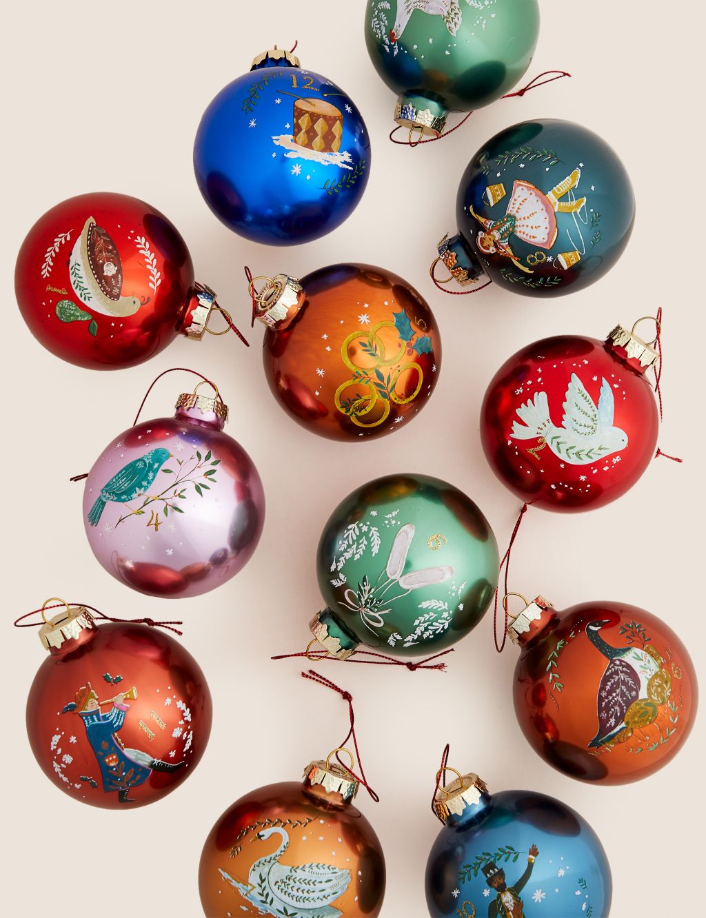 12 Days of Christmas Glass Baubles | M&S Collection | M&S