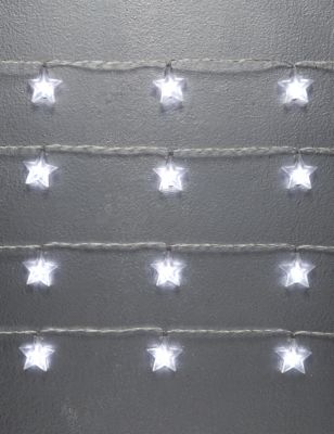 12 White Star Shaped LED Lights | M&S