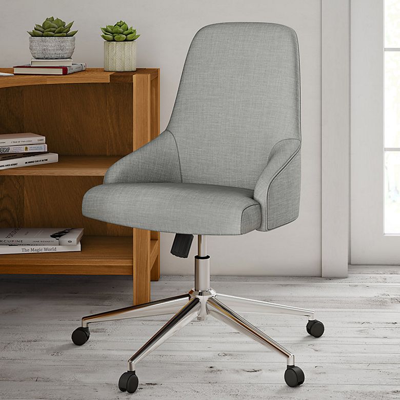 Grey office chair and partially seen desk
