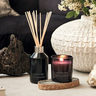 Signature Spring Blooms candle and diffuser. Shop all home fragrance.