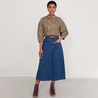 Midi blue jean clearance skirt