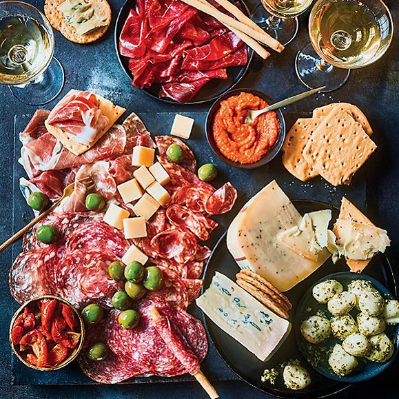 Easy charcuterie sharing board on a black platter