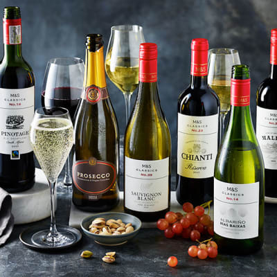 Bottles and glasses of Classics wine