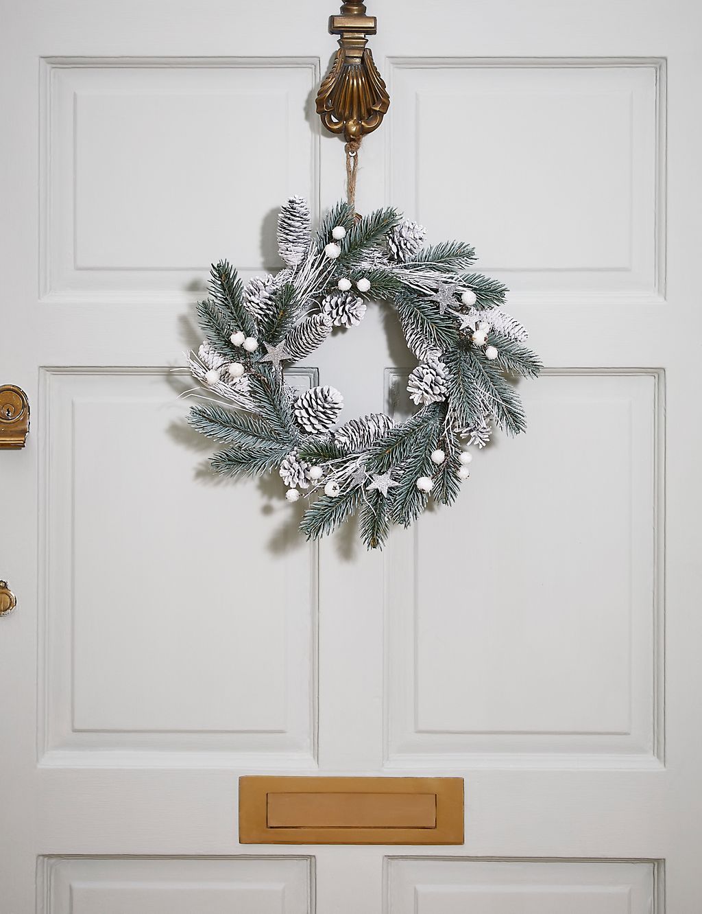 13 inch Pine Cone Wreath with Stars 3 of 5