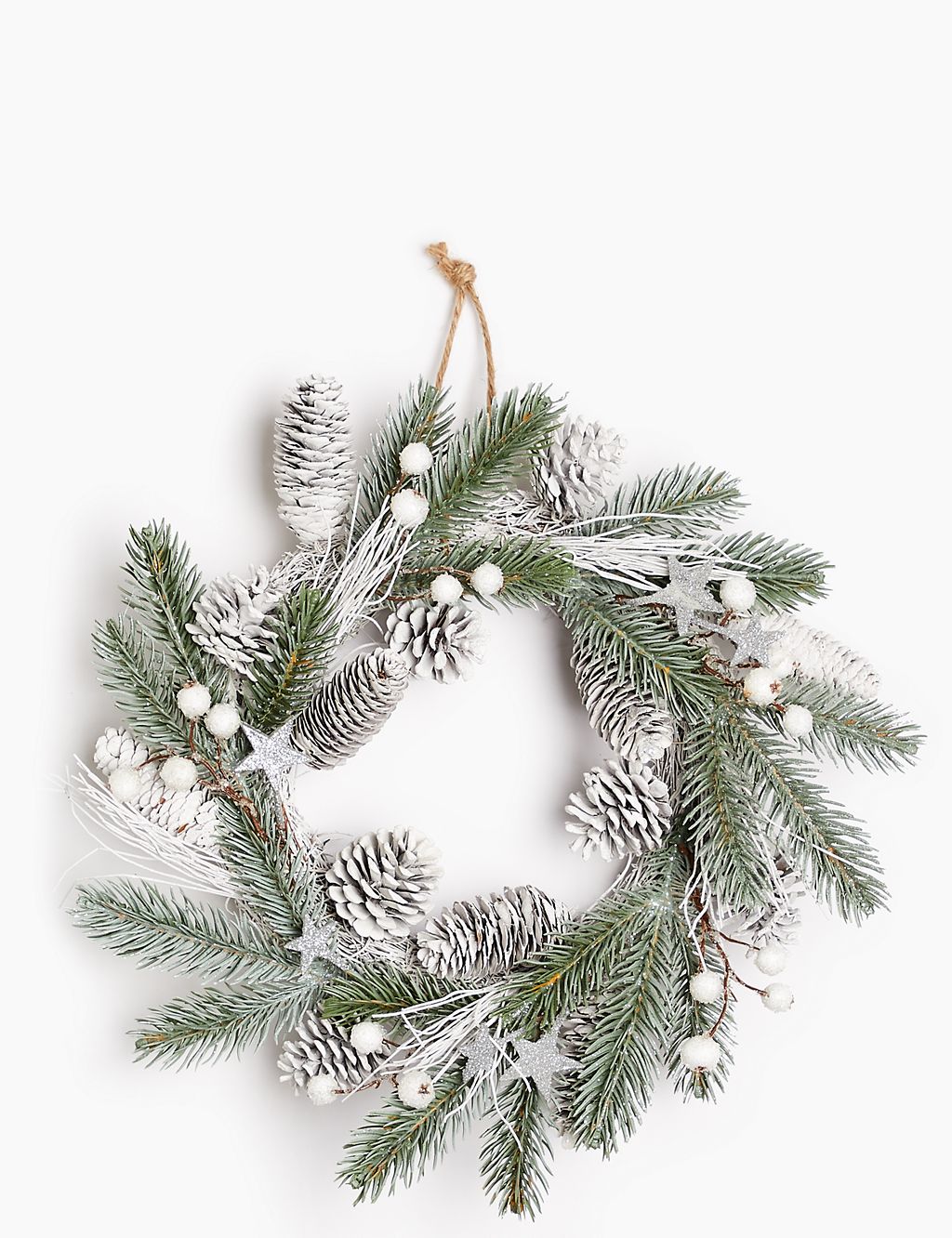 13 inch Pine Cone Wreath with Stars 2 of 5