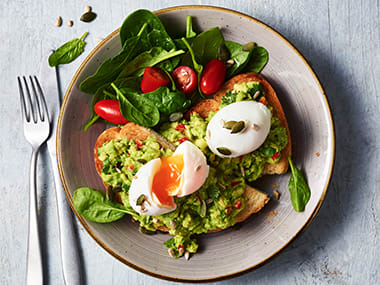 Poached egg bacon and Avocado on sourdough toast