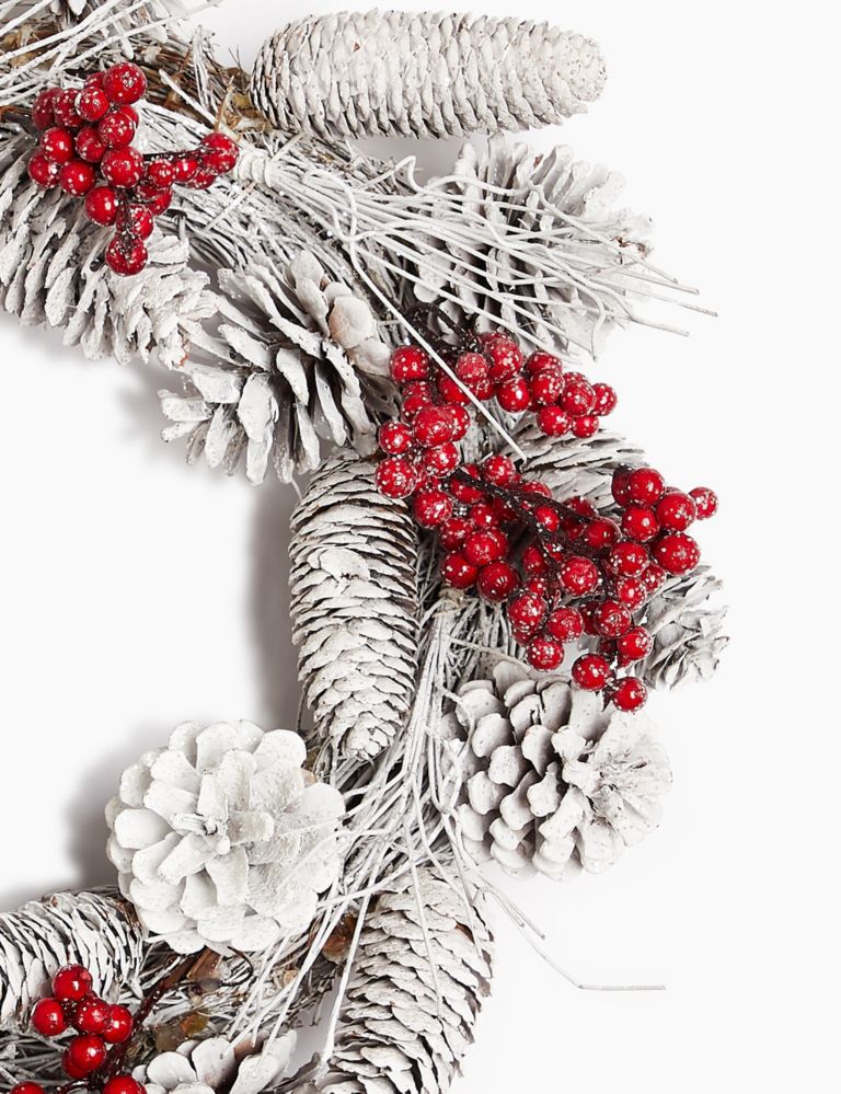 13inch Snowy Pinecone Wreath 5 of 5