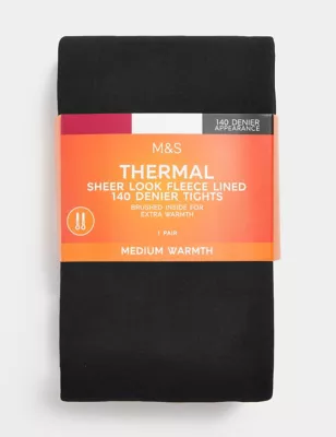 140 Denier Thermal Sheer Fleece Tights, M&S Collection