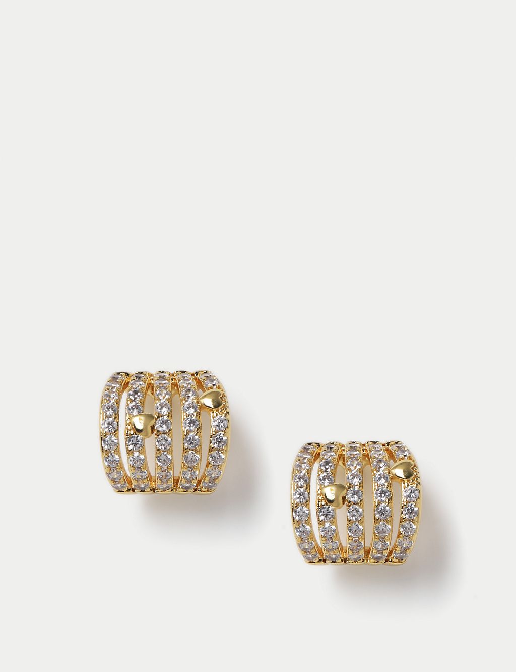 14ct Gold Plated Cubic Zirconia Hoop Earrings 2 of 2